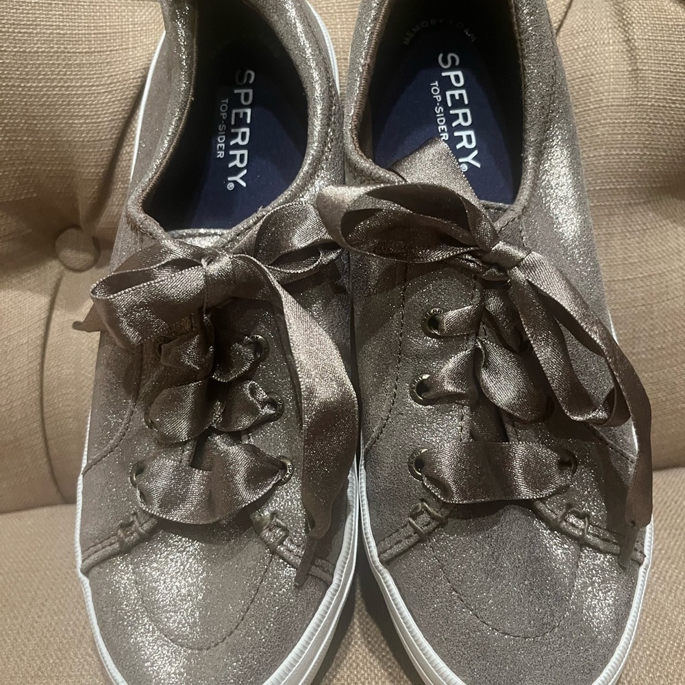 Sperry gold, glitter, casual topsider sneakers